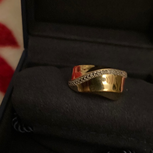 Ross-Simons Jewelry - NWOT 18k over sterling silver ring. .12 diamond chips. Beautiful as a band